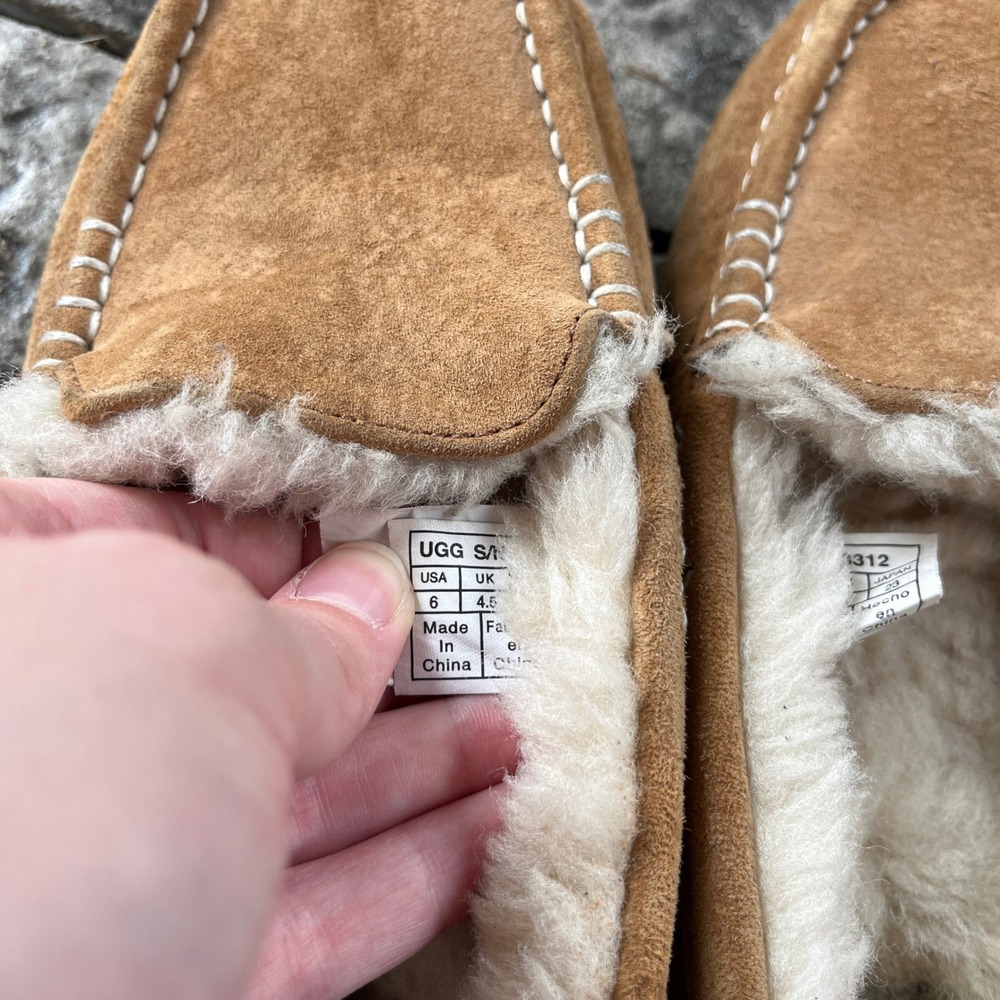 UGG Australia Ansley Chestnut Suede Moccasin Slippers 3312 Womens Size 6 - Picture 7 of 10